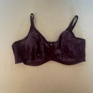 Wacoal Retro‎ Chic Full Figure Underwire Bra in Wine Berry, Size 40D, 855186